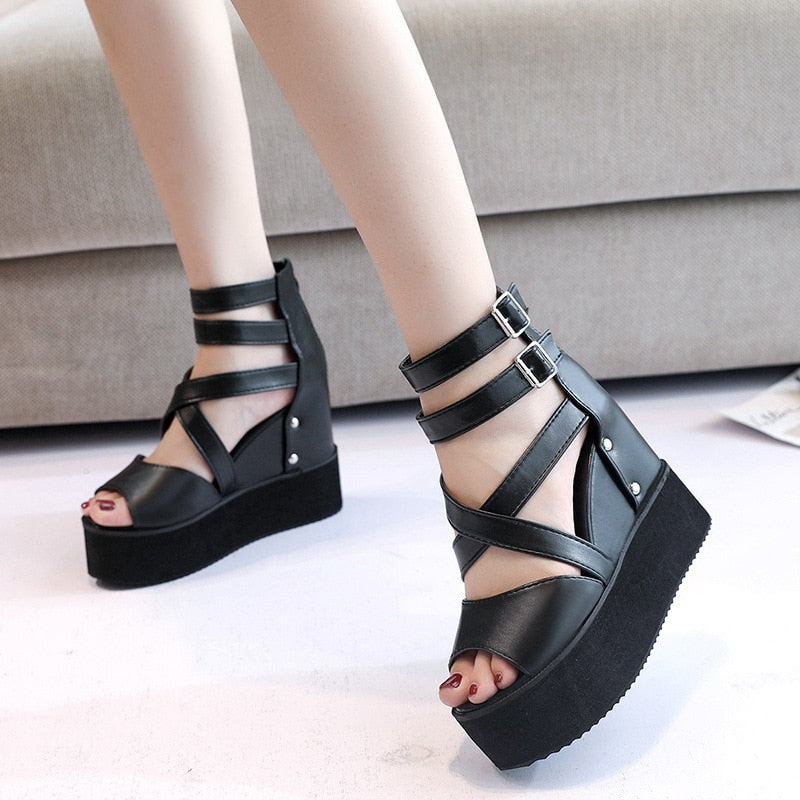 2023 Summer Leisure Women's Wedges sandals Ladies Roman shoes Platform Shoelaces High Heels Female Casual Shoes Large size 42