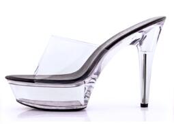 Shoes Woman platform Sandals 2018 Transparent Crystal Heels 15cm Fluorescent color Fashion shows Sexy Big Yards Slipper 34-44