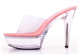 Shoes Woman platform Sandals 2018 Transparent Crystal Heels 15cm Fluorescent color Fashion shows Sexy Big Yards Slipper 34-44