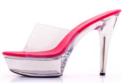 Shoes Woman platform Sandals 2018 Transparent Crystal Heels 15cm Fluorescent color Fashion shows Sexy Big Yards Slipper 34-44