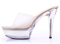Shoes Woman platform Sandals 2018 Transparent Crystal Heels 15cm Fluorescent color Fashion shows Sexy Big Yards Slipper 34-44