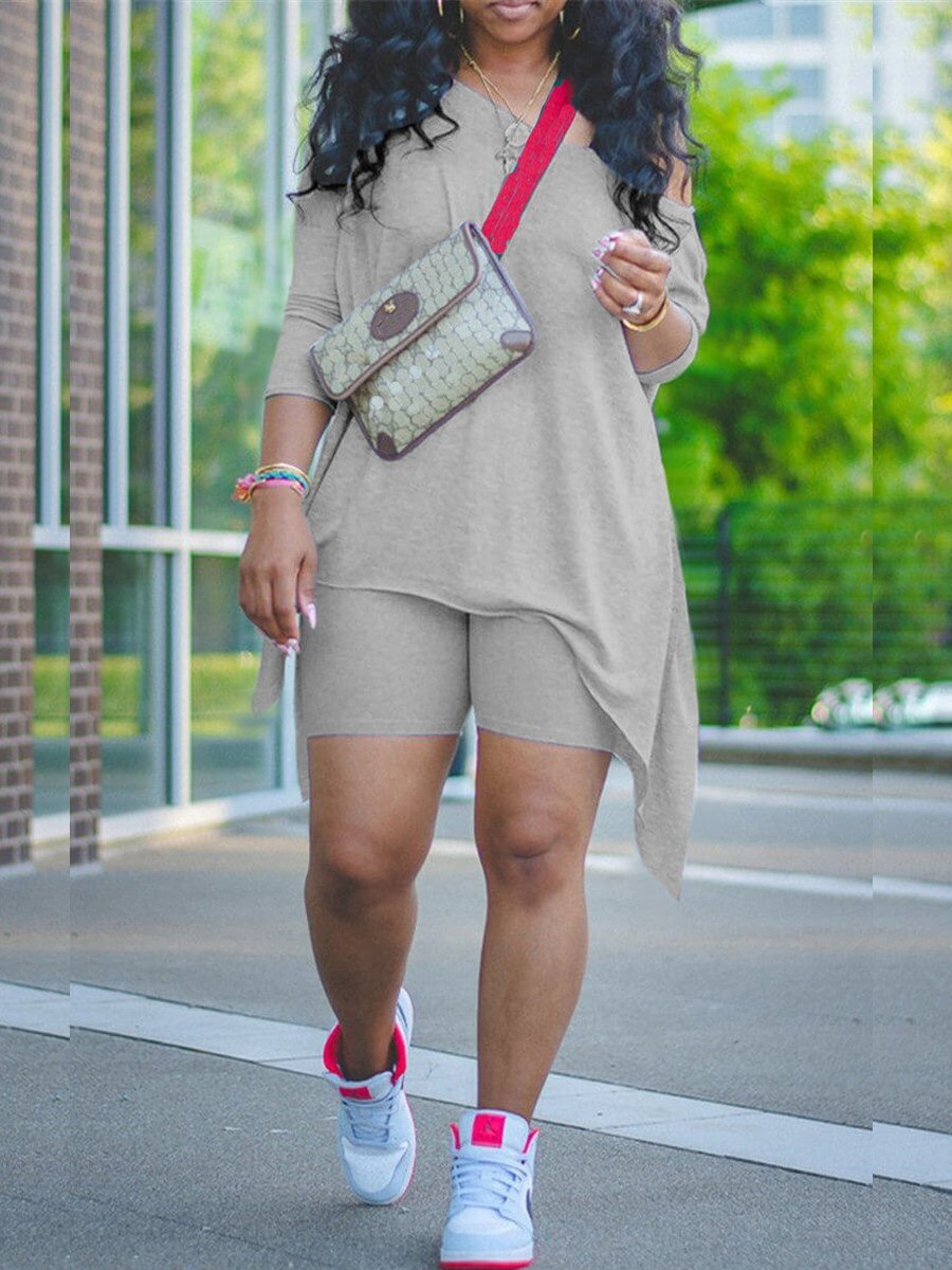 LW Plus Size Lip Print Striped Shorts Set 2023 Summer Women Casual Two Piece Round Neck Suit Sets short Sleeve Top&Shorts Set