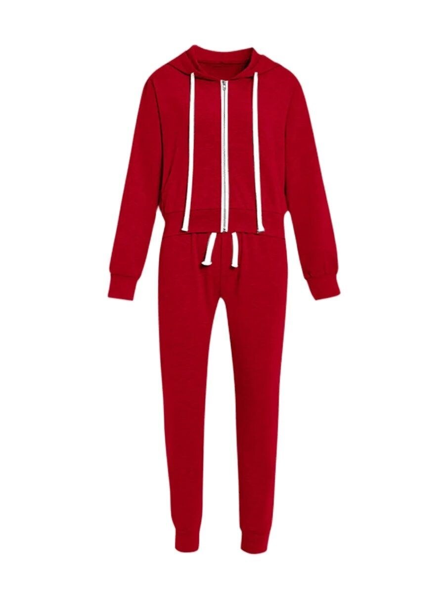 LW BASICS Plus Size Tracksuits Letter Print Kangaroo Pocket Tracksuit Set Women Zip Hooded Long Sleeve Coat And Pants Two Piece