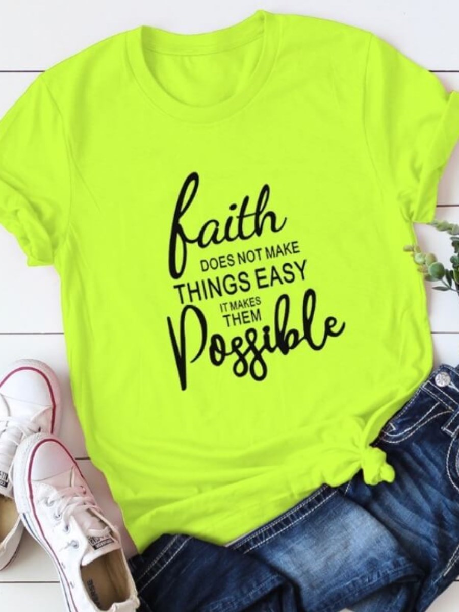 LW Plus Size Casual O Neck Letter Print Green T-shirt Women's Plus Short Sleeve Fashion Graphic Tee summer Short Sleeve T-shirt
