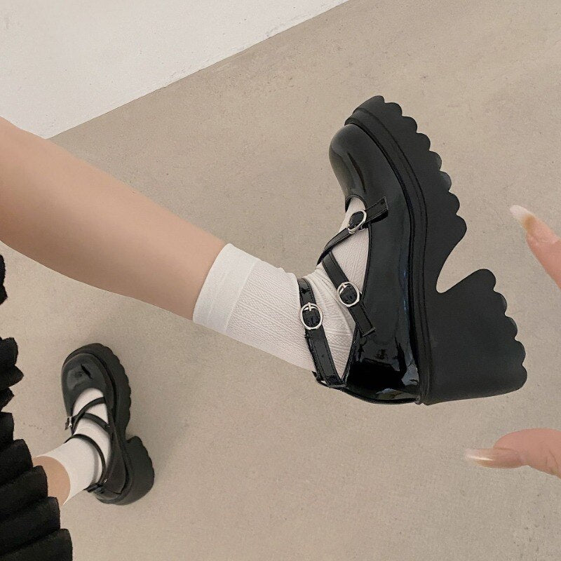 Mary Janes Platform JK Lolita Cosplay Ladies Vintage Women Shallow Pumps Thick Heels 2023 Female Dress Shoes Women's Moccasins