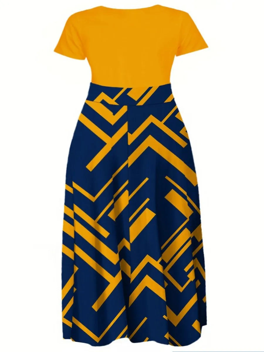 LW Plus Size dresses Letter Print A Line Dress Women's Dresses short sleeve Ladies Casual Elegant Party Maxi Dresses Vestidos