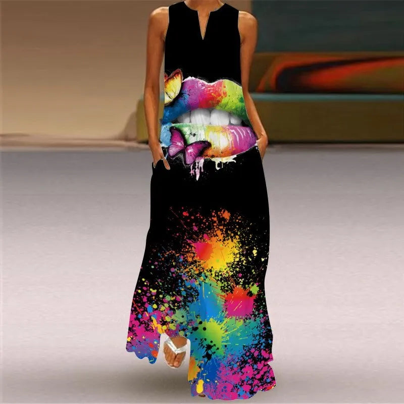 LW Plus Size summer Dress V Neck Straight Tank Floor Length A Line Stretch Daily women's dress 2023 NEW Summer Women Clothings