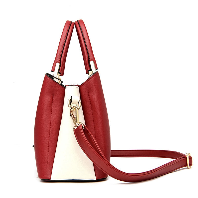 Large Capacity PU leather color matching women's shoulder bag Sewing line business crossbody bags for women Fashion new Handbag