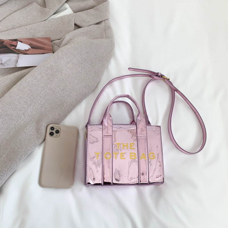 Patent Leather Tote Bags for Women 2023 New Luxury Designer Handbag High Quality Party Hip Hop Letter Fashion Woman Shoulder Bag