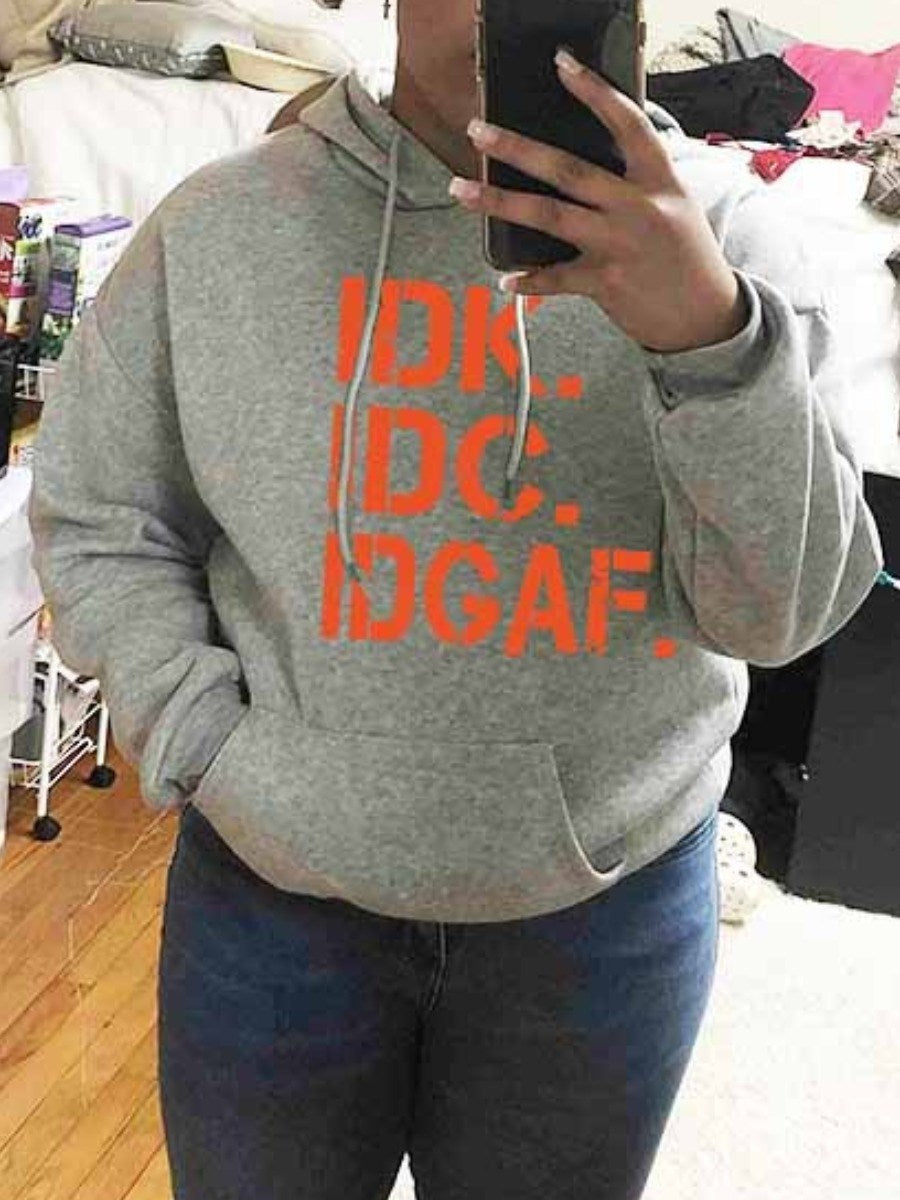 LW Plus Size Hoodie Women's Letter Print Kangaroo Pocket Hoodie Lazy Casual Raglan Hoodie Autumn Fashion Sports Pullover Tops