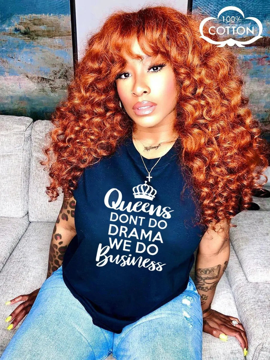 LW COTTON Plus Size short-sleeved T-shirt Queen Letter Print T-shirt women's 2023 new summer Y2K high street casual T-shirt