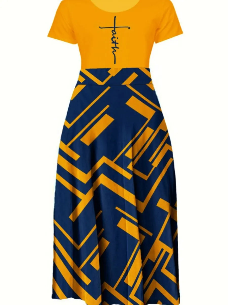 LW Plus Size dresses Letter Print A Line Dress Women's Dresses short sleeve Ladies Casual Elegant Party Maxi Dresses Vestidos