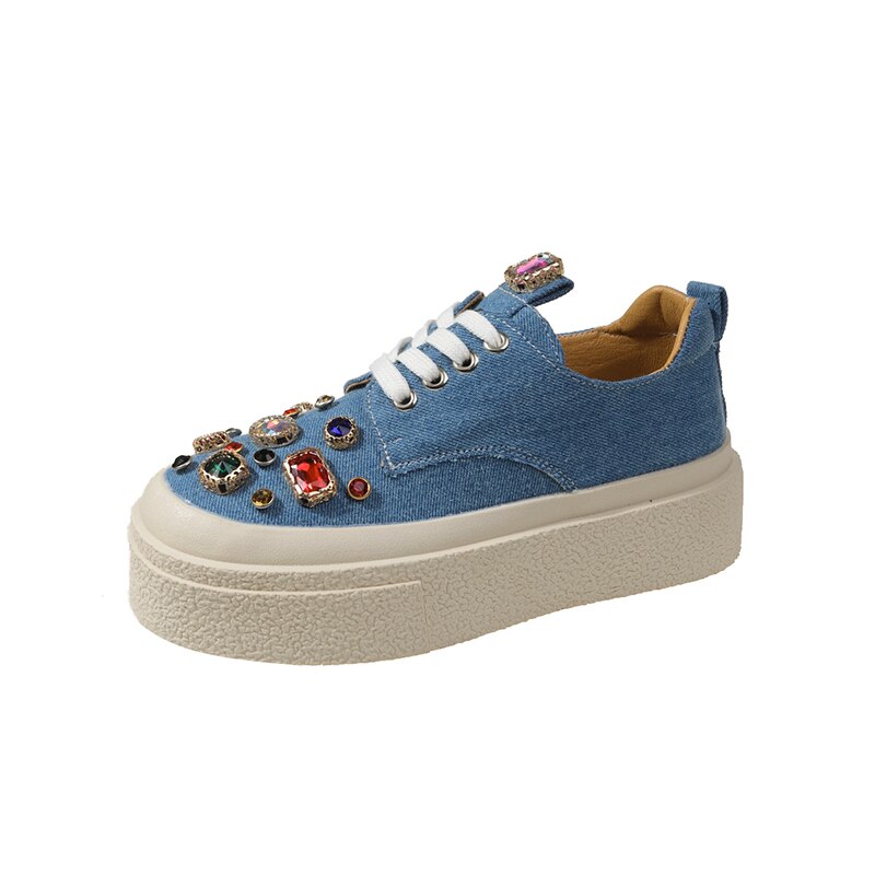 New Womens Round Toe Diamond Crystal Rainbow Colors Sneakers Flats Loafers Slip on Shoes Luxury Shoes Kawaii Shoes Zapatos Mujer