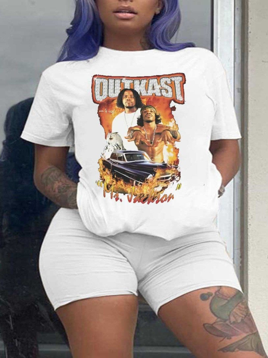 LW Plus Size summer T-shirt Figure Letter Print T-shirt Women's short sleeve T-shirt loose Female Black Tops Tees