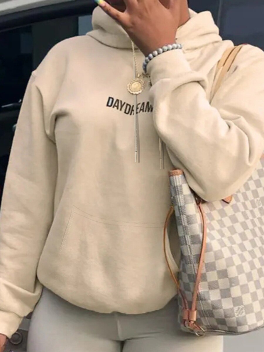 LW Sweatshirt Women Hoodie Sweatshirts Streetwear 2023 New Fashion Autumn Winter Bee Letter Lip Print Female Pullover Tops