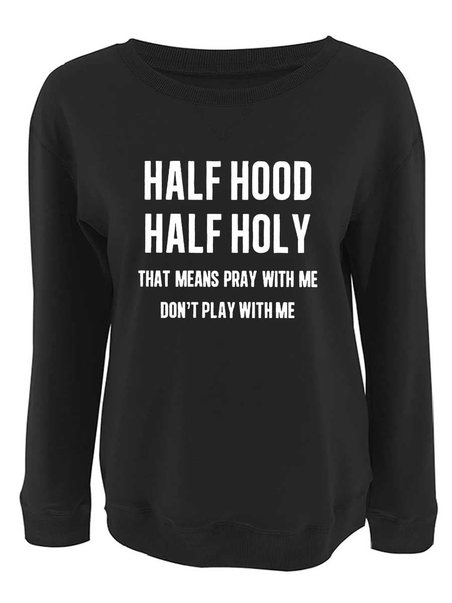 LW Plus Size hoodie Sweatshirt Half Hood Letter Print Sweatshirt Spring Autumn O-Neck Pullover Women Loose Clothes Sweatshirt