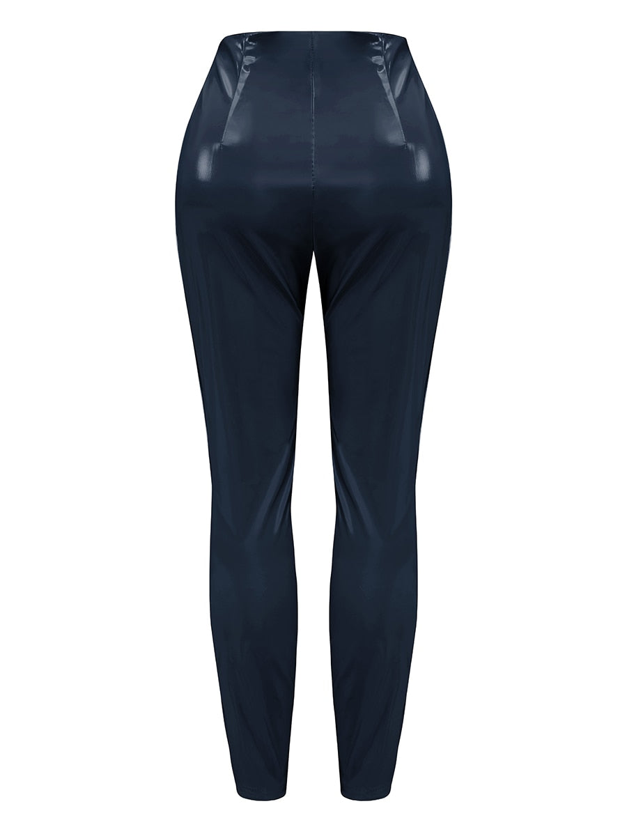 LW Autumn New PU Zipper Up Leggings for Women BASICS Faux Leather High Waist Push Up Skinny Pencil Pants Sexy Trousers