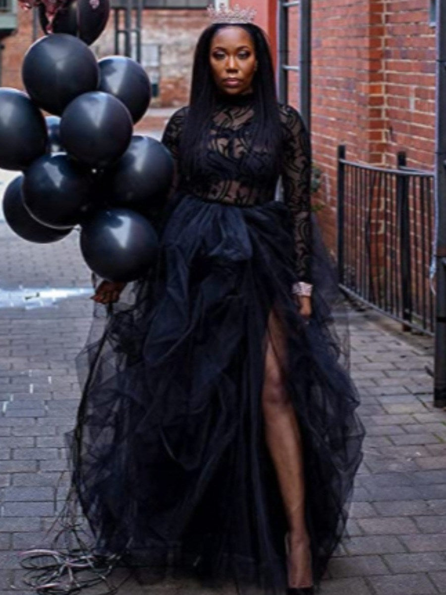 LW Plus Size Split Ball Gown Puffy Skirt 2022 Casual Elastic Mesh Puffy Women's Irregular Ball Gown Lady Oversize Tulle Skirt