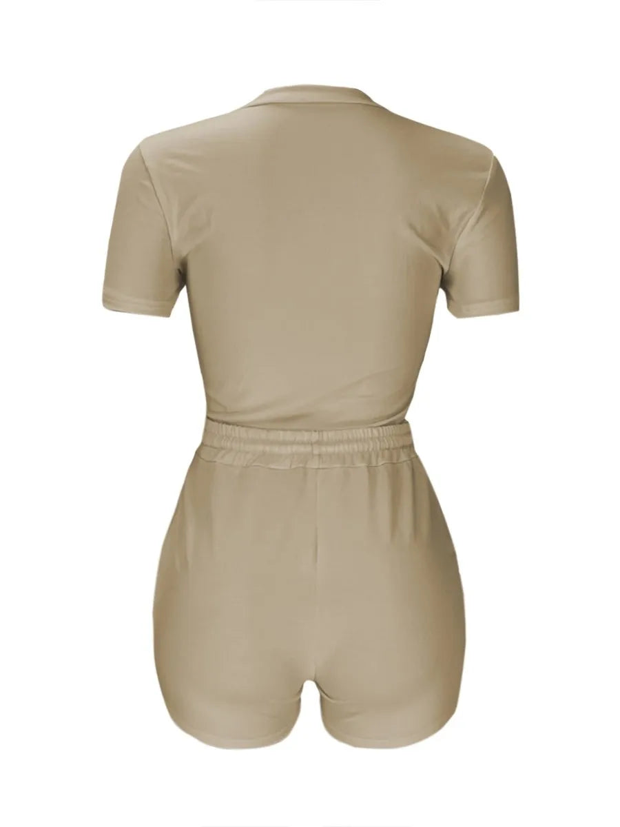 LW Plus Size Shorts Set Pocket Design Drawstring Shorts Set Women's T-shirt+Hot Pants Two Piece Set 2023 Summer Casual set