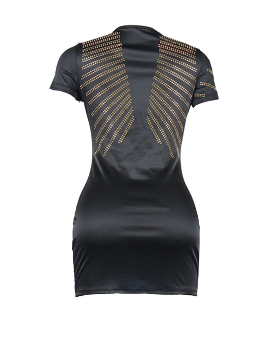 LW Plus Size Dresses Trendy O Neck Patchwork Side High Slit Black mini Dress women's Elegant evening dress party Sexy Dresses