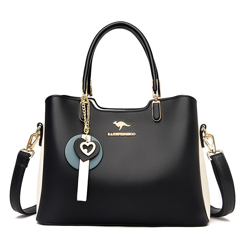 Large Capacity PU leather color matching women's shoulder bag Sewing line business crossbody bags for women Fashion new Handbag