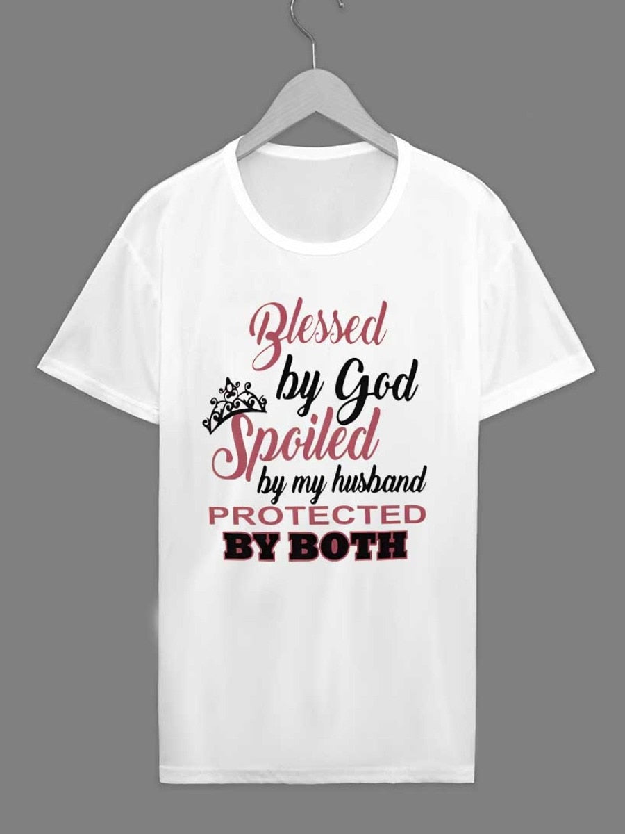 LW Plus Size short sleeve T-shirt Crown Letter Print T-shirt summer O Neck Fashion Lady Clothings women's top