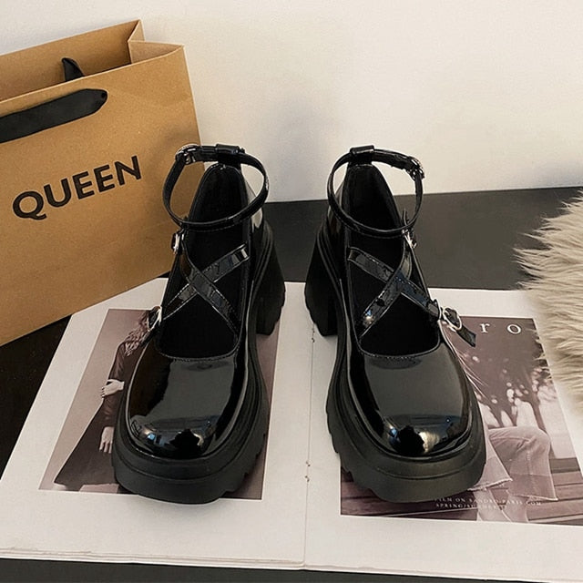 Mary Janes Platform JK Lolita Cosplay Ladies Vintage Women Shallow Pumps Thick Heels 2023 Female Dress Shoes Women's Moccasins