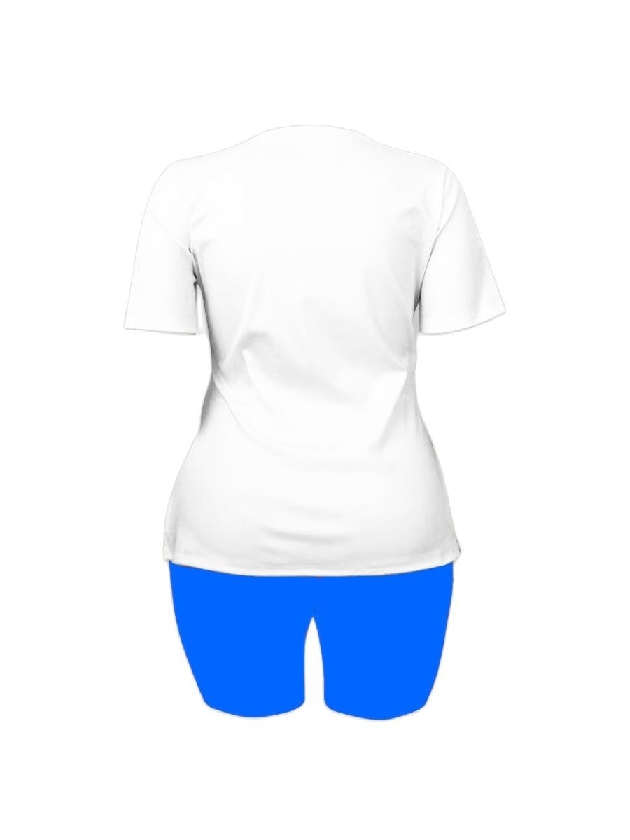 LW Plus Size Mango Fruit Letter Print Shorts Set summer Two Piece Set Short Sleeve T-shirt & Ladies High Waist Shorts Pants Set