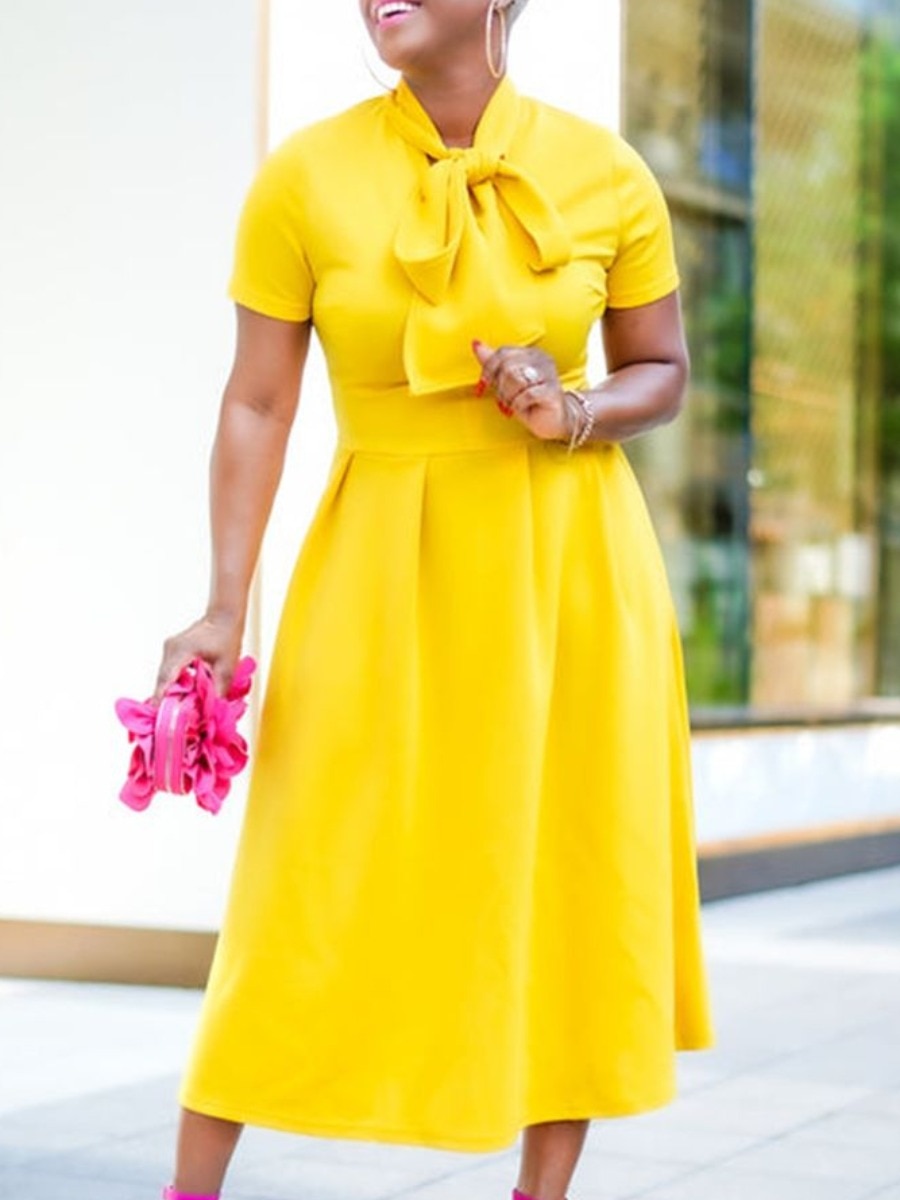 LW Plus Size dress Tie Neck A Line Dress summer Elegant Maxi Dress 2023 NEW Fashion women's Birthday Party dress