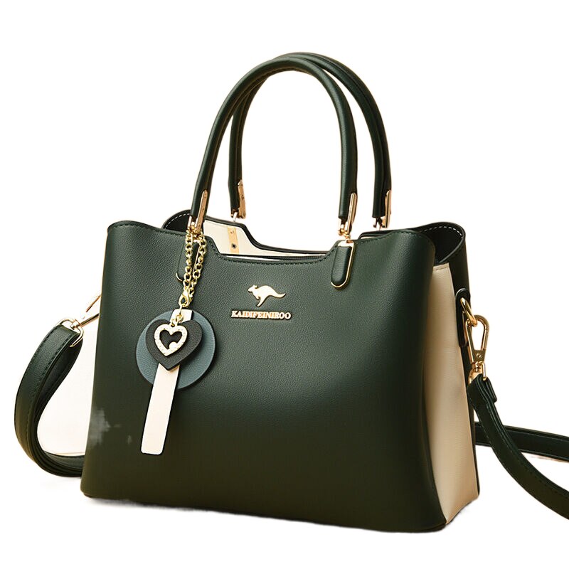 Large Capacity PU leather color matching women's shoulder bag Sewing line business crossbody bags for women Fashion new Handbag