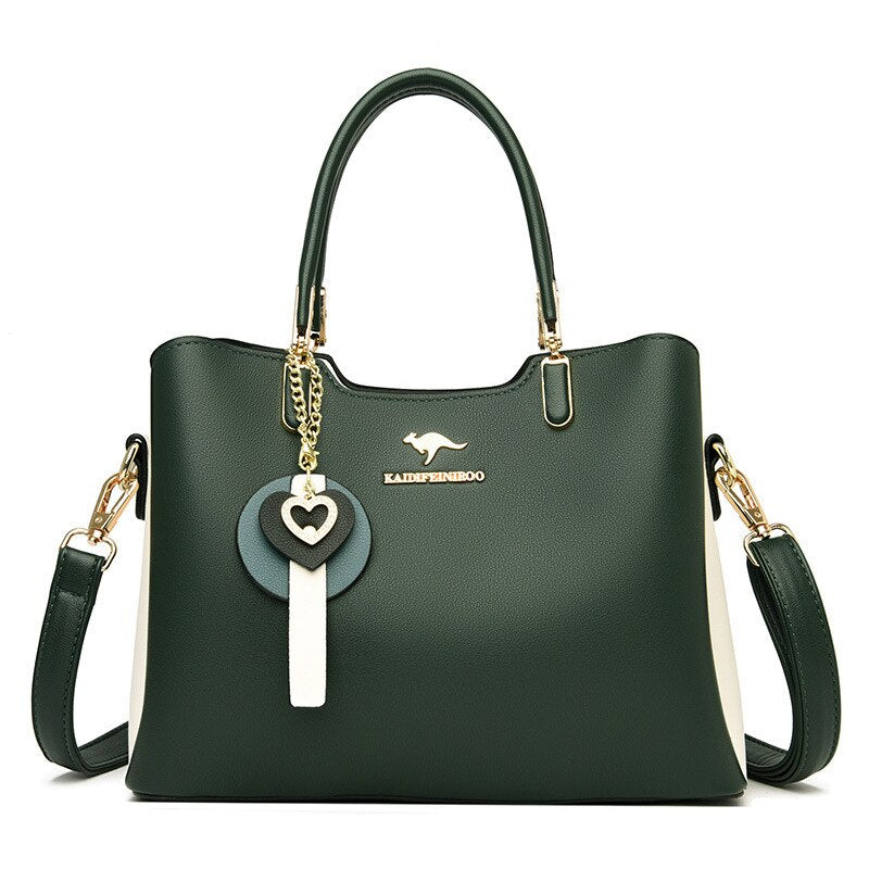 Large Capacity PU leather color matching women's shoulder bag Sewing line business crossbody bags for women Fashion new Handbag