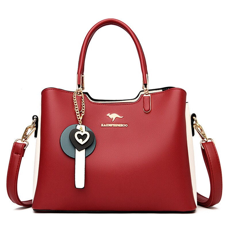 Large Capacity PU leather color matching women's shoulder bag Sewing line business crossbody bags for women Fashion new Handbag