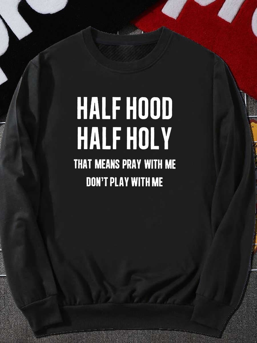 LW Plus Size hoodie Sweatshirt Half Hood Letter Print Sweatshirt Spring Autumn O-Neck Pullover Women Loose Clothes Sweatshirt