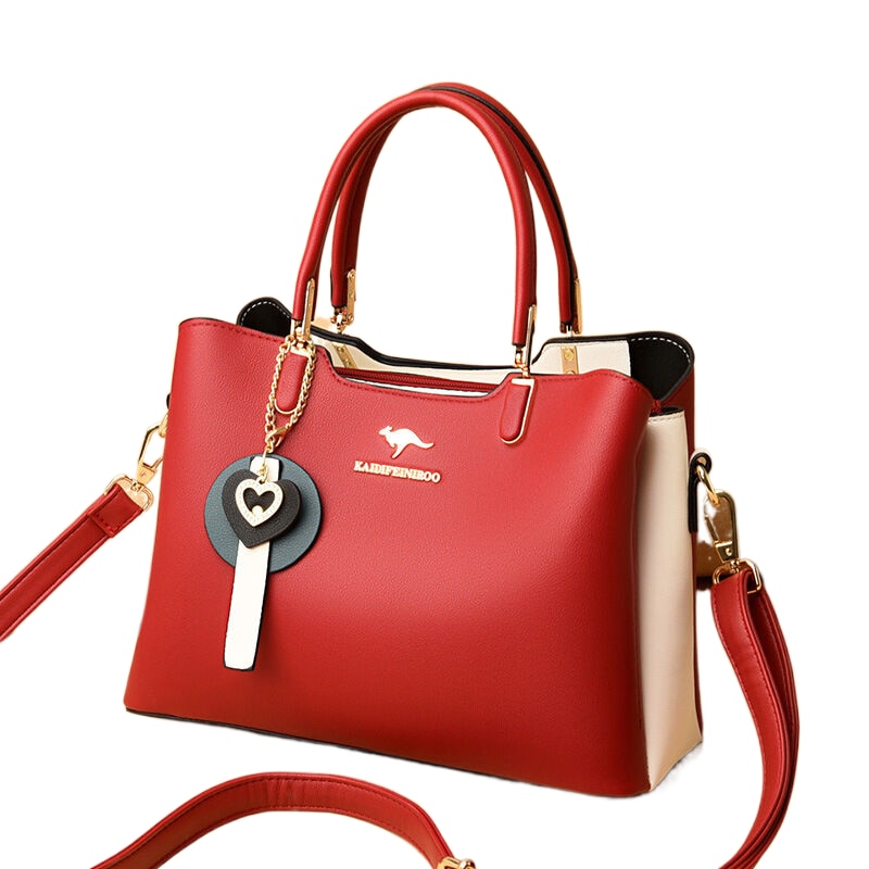 Large Capacity PU leather color matching women's shoulder bag Sewing line business crossbody bags for women Fashion new Handbag
