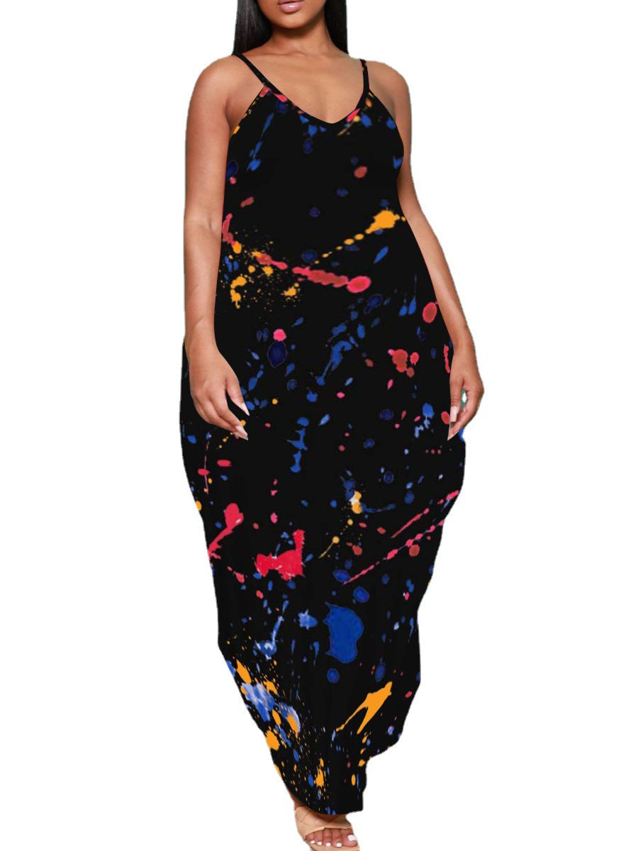 Large Women's Graffiti Fashion Casual Dress