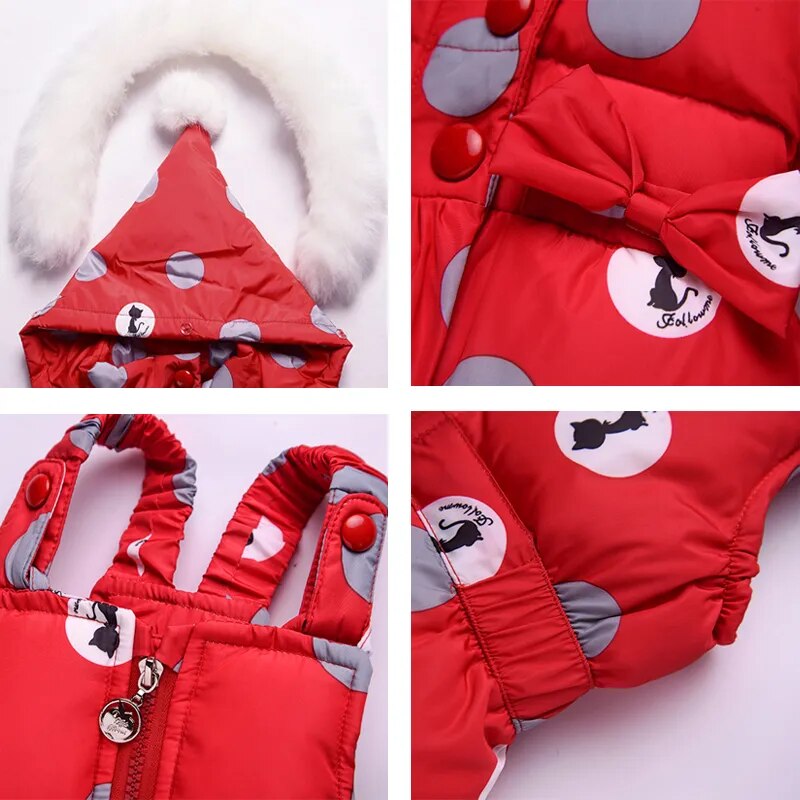 IYeal Winter Children Girls Clothing Sets Warm Hooded Duck Down Jacket Coats + Trousers Waterproof Snowsuit Kids Baby Clothes