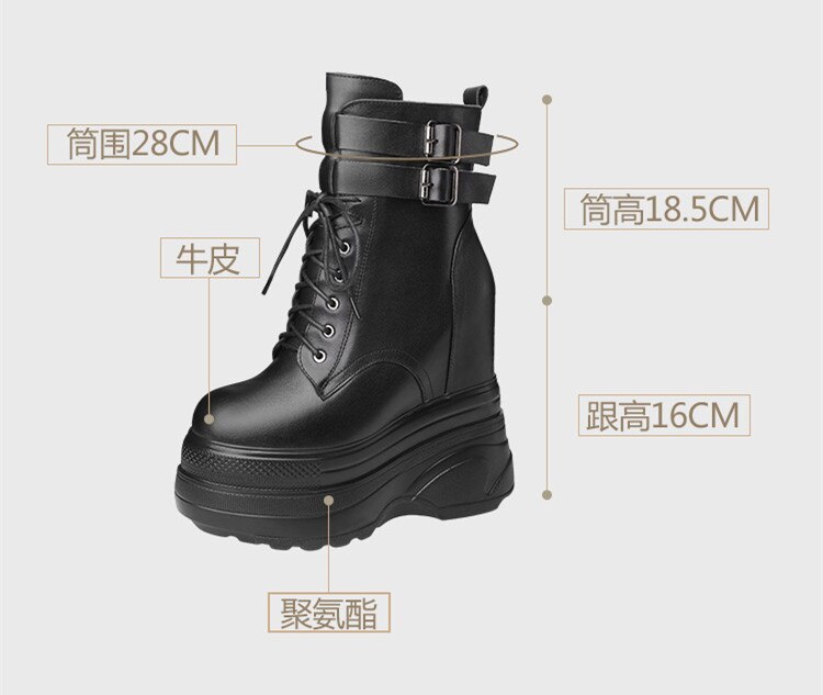 2022 Designer Genuine Leather Autumn Winter Fashion Ankle Boots New Women Wedges High Heels Thick Bottom Platform Shoes E0111