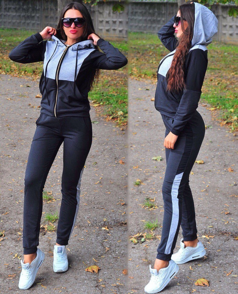 2Pcs Set Women Sport Tracksuit Zipper Hoodies Sweatshirt Pants Set Jogger Sport Wear Ladies Casual Sweat Spring Streetwear Suit