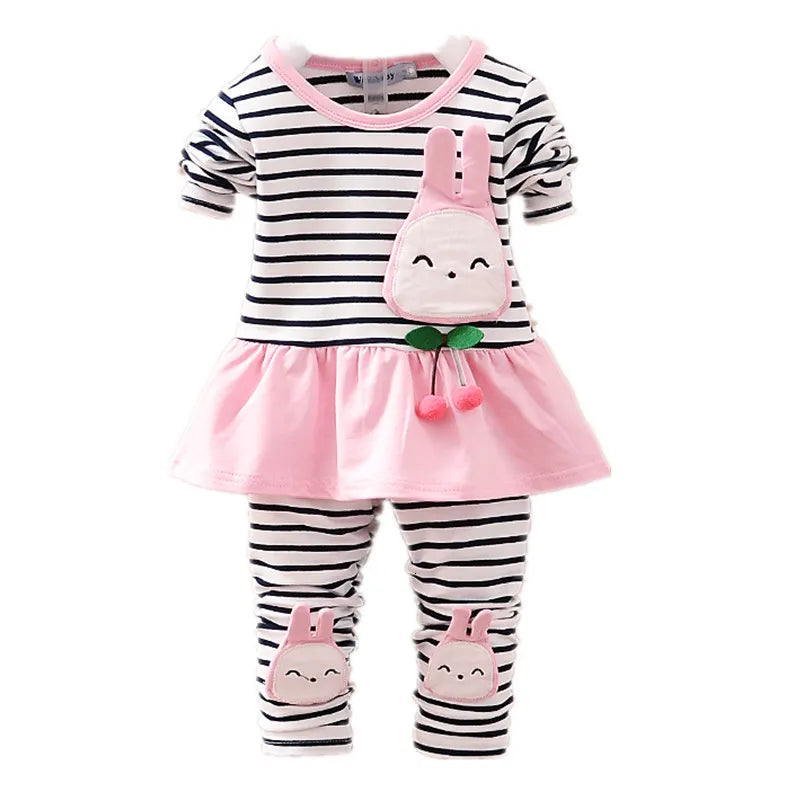 New Spring Autumn Children Cartoon Clothing Set Baby Girls T Shirt Pants 2pcs/sets Toddler Clothes Kids Infant Casual Sportswear