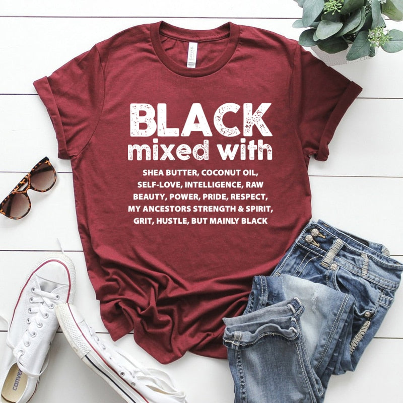 2020 Black Women T-shirt Black Mixed with Shirt Melanin Black Pride Tees BLM Black Girl Magic Shirts Tumblr Tops
