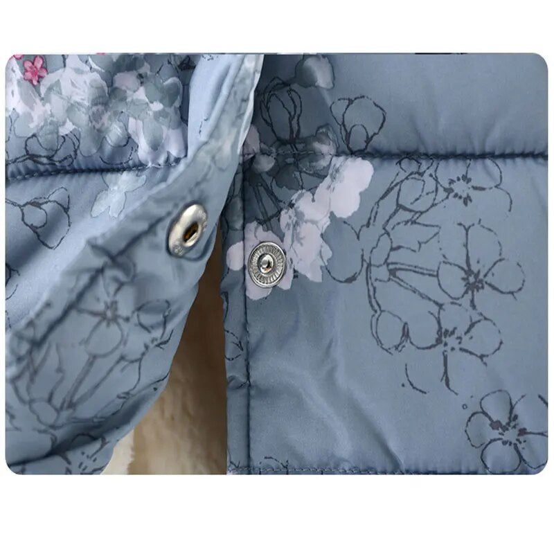 Winter Kids Vest For Girls Plum Flower Sleeveless Girl Fur Down Jacket Cotton Floral Waistcoat Baby Clothes Thick Outerwear