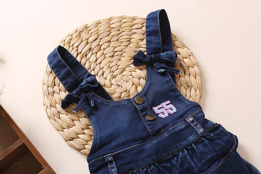 1-5T Baby Girl Overalls Spring Suspender Pants Babe Rompers Soft Stretchy Denim Jeans Kids Jumpsuit Clothes Children Clothing