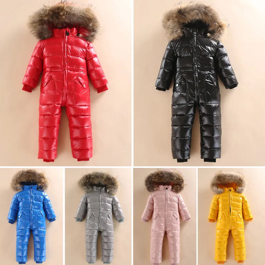 -30 Russian Winter Snowsuit 2023 Boy Baby Jacket 80% Duck Down Outdoor Infant Clothes Girls Climbing For Boys Kids Jumpsuit 2~5y