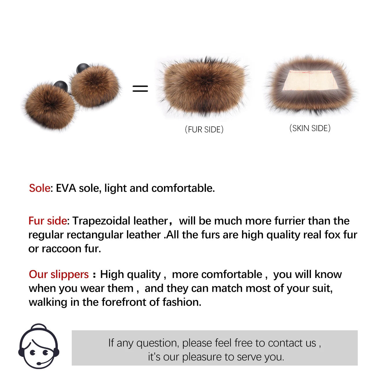 Extra Large Fur Slippers Real Fox Raccoon Fur Slides Flat Flip Flops Beach Designer Sandals Cute Plush Hair Furry Shoes Woman