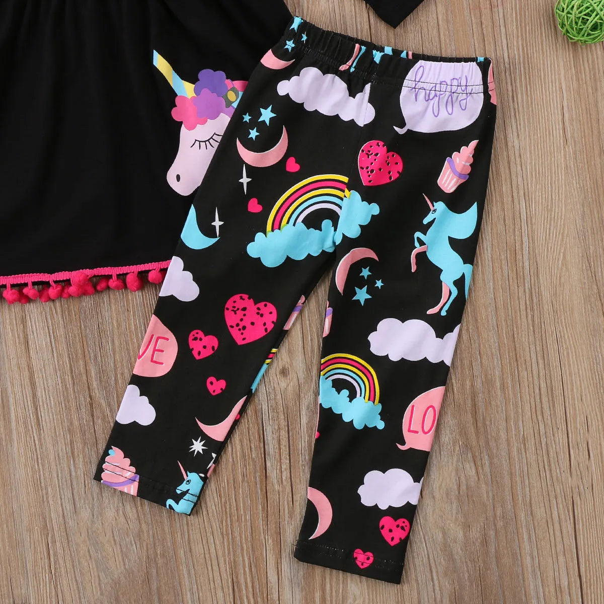 2 Pieces Baby Girl Clothes Unicorn Horn Kids Little Girls Outfits Little Pony Boutique Rainbow Unicorn Pant Sets