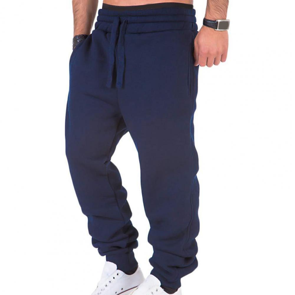 Men Sports Pants Warm Fitness Harem Pants Plush Lined Mid Elastic Waist Mens Casual Sweatpants Soft Jogging Pants pantalones