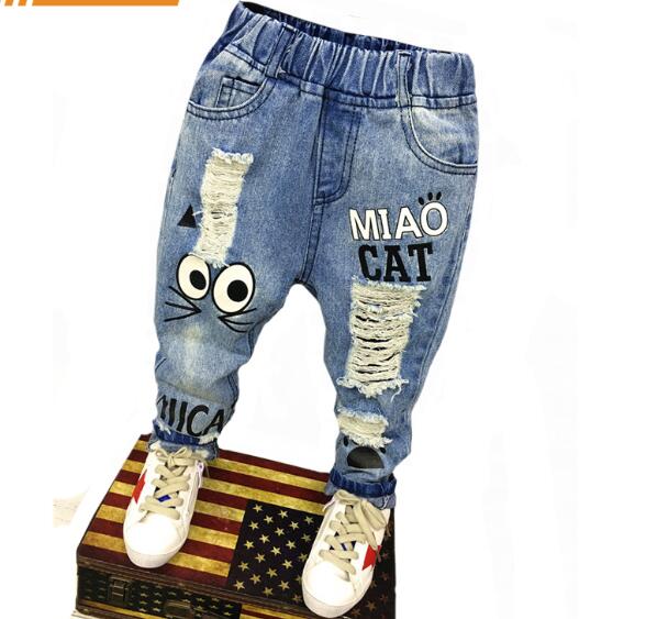 Baby Boys Girls Jeans Cartoon Cat and Mouse 2-7yrs Boys Jeans Brand Children Clothing Kids Jeans Children Casual Pants