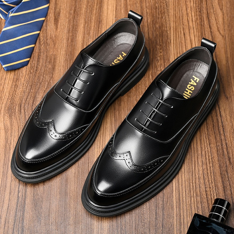 Height Increasing Mens Wedding Shoes Brogue Heel Men Business Elevator Shoes Fashion Man Lift Shoe Oxford