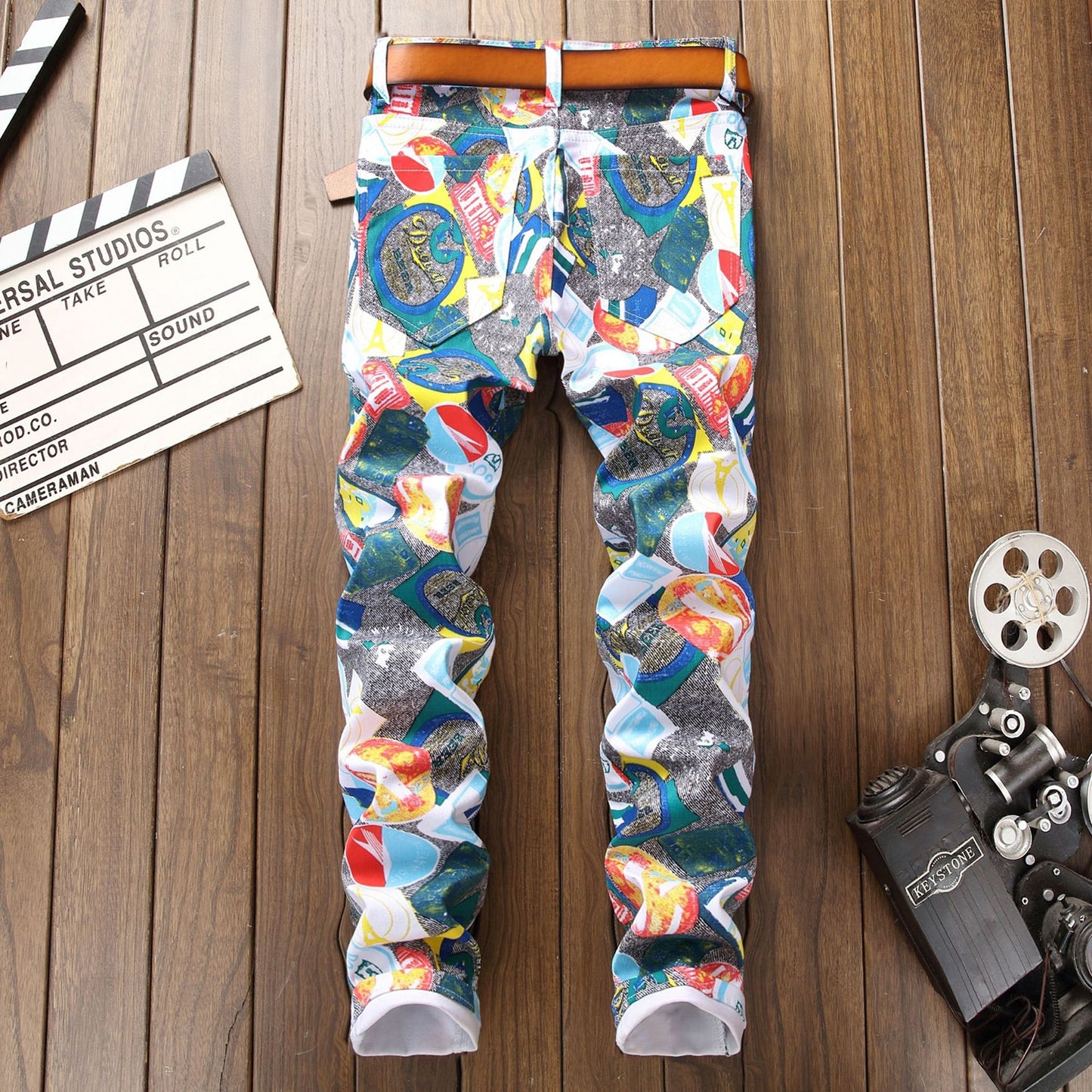 New arrive men&#39;s slim stretch jeans high quality full print street fashion pants light luxury stylish sexy casual jeans men;