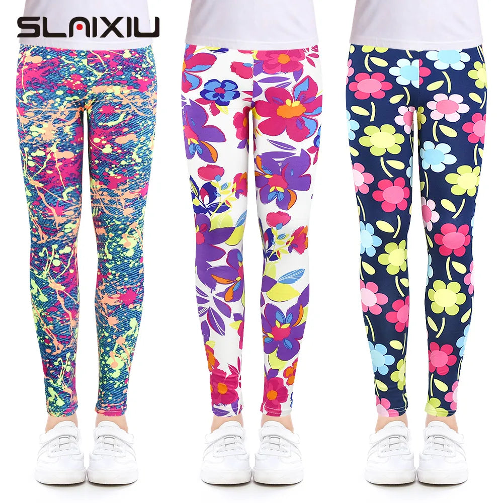 Cute Baby Girls Leggings Printing Flower Legging Infantil Para Menina Toddler Leggings 2-14y Girl Pencil Pants Kids Trousers